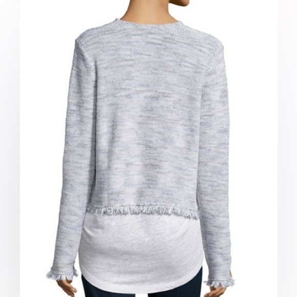 Joie Nalah B Tweed Jacket, Smoky Multi Fringe Linen Cotton Open Knit Size XS - Picture 8 of 10